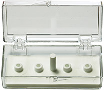 EM-Tec SB4 small size clear styrene box for 4 standard 12.7mm SEM pin stubs